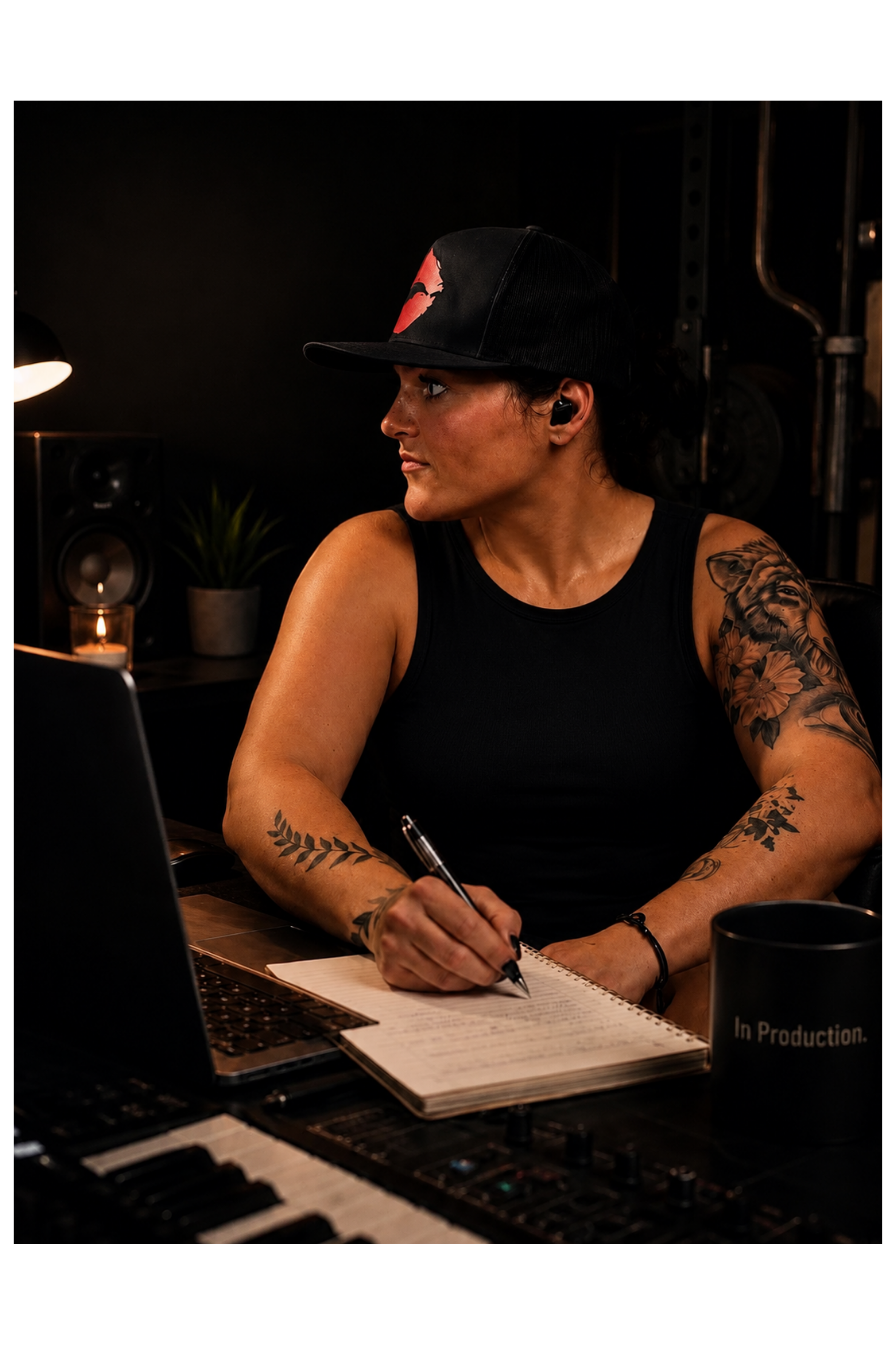 Kristal Bennett writing in studio